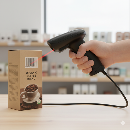 Datalogic QuickScan QW2500 USB Barcode Scanner with Stand